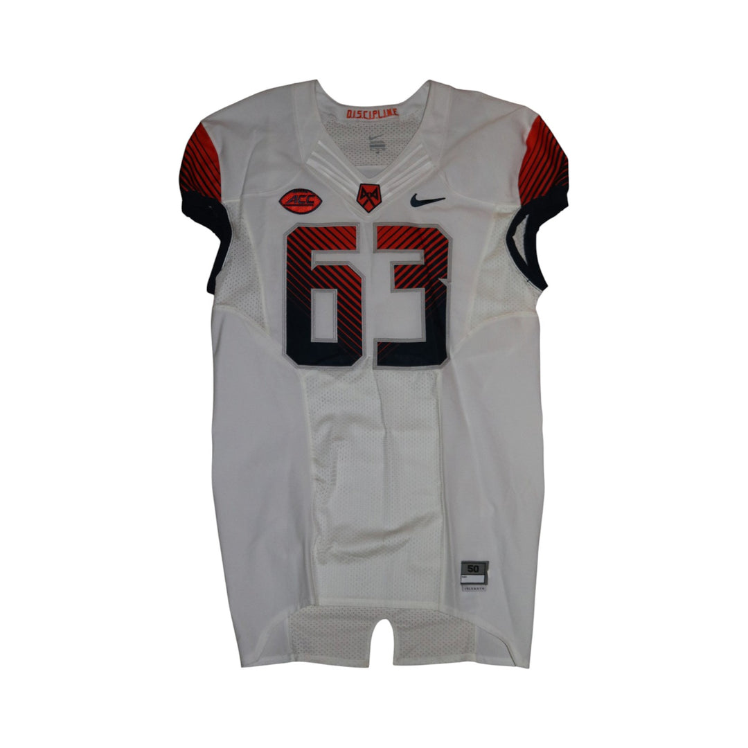 Syracuse University Game Issued #63 Away White Football Jersey Syracuse LOA