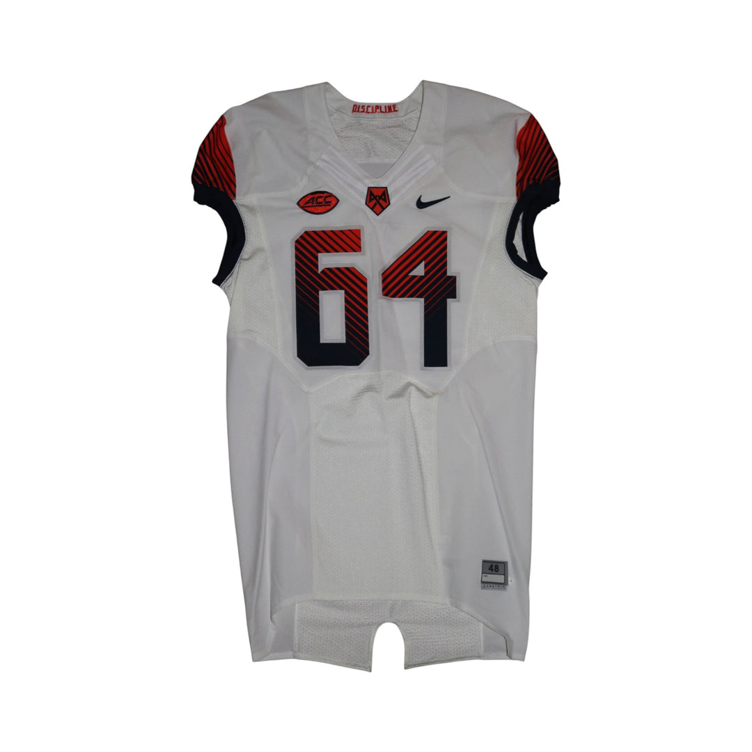 Syracuse University Game Issued #64 Away White Football Jersey Syracuse LOA