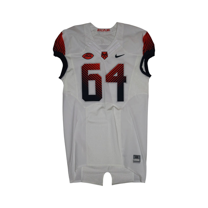 Syracuse University Game Issued #64 Away White Football Jersey Syracuse LOA