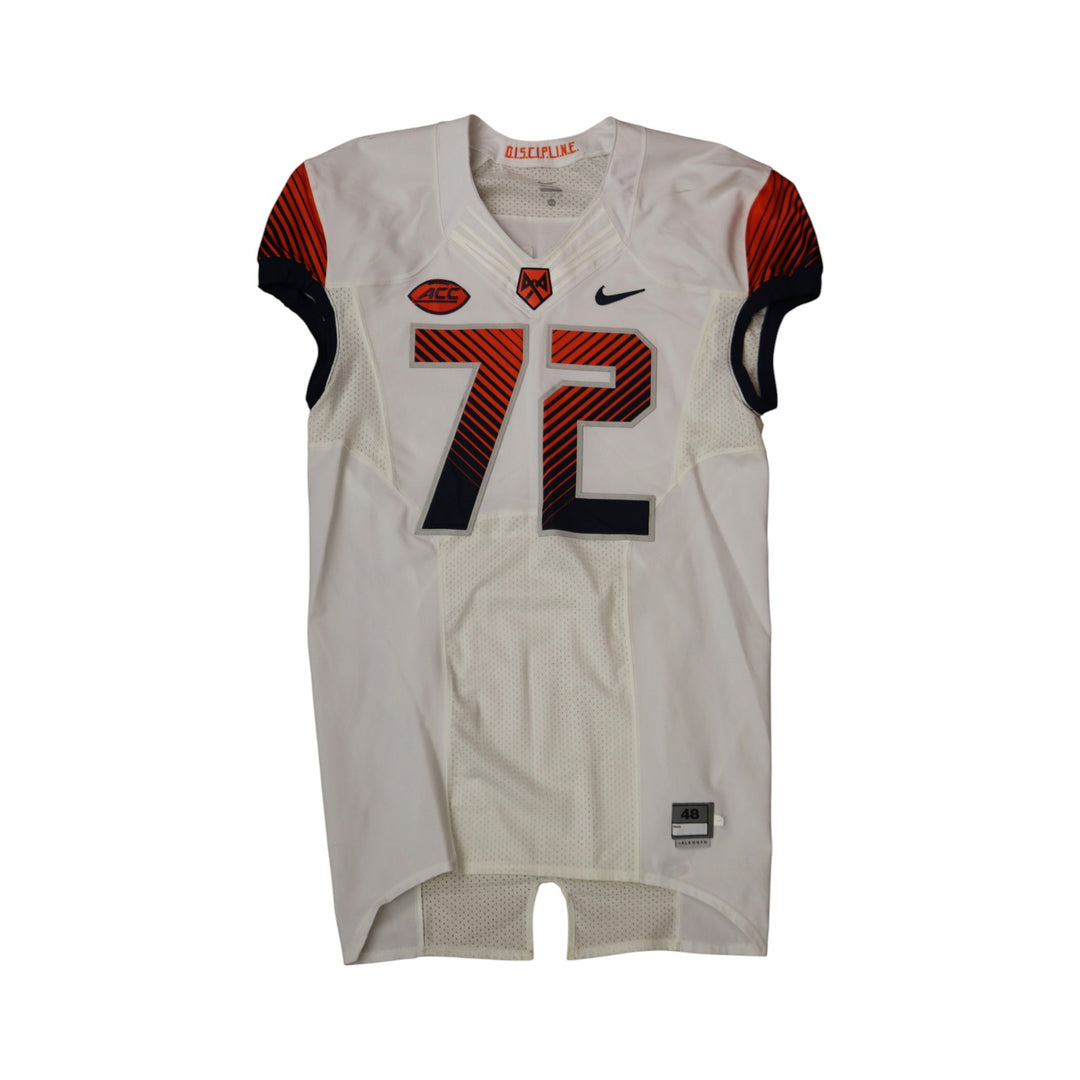 Syracuse University Game Issued #72 Away White Football Jersey Syracuse LOA