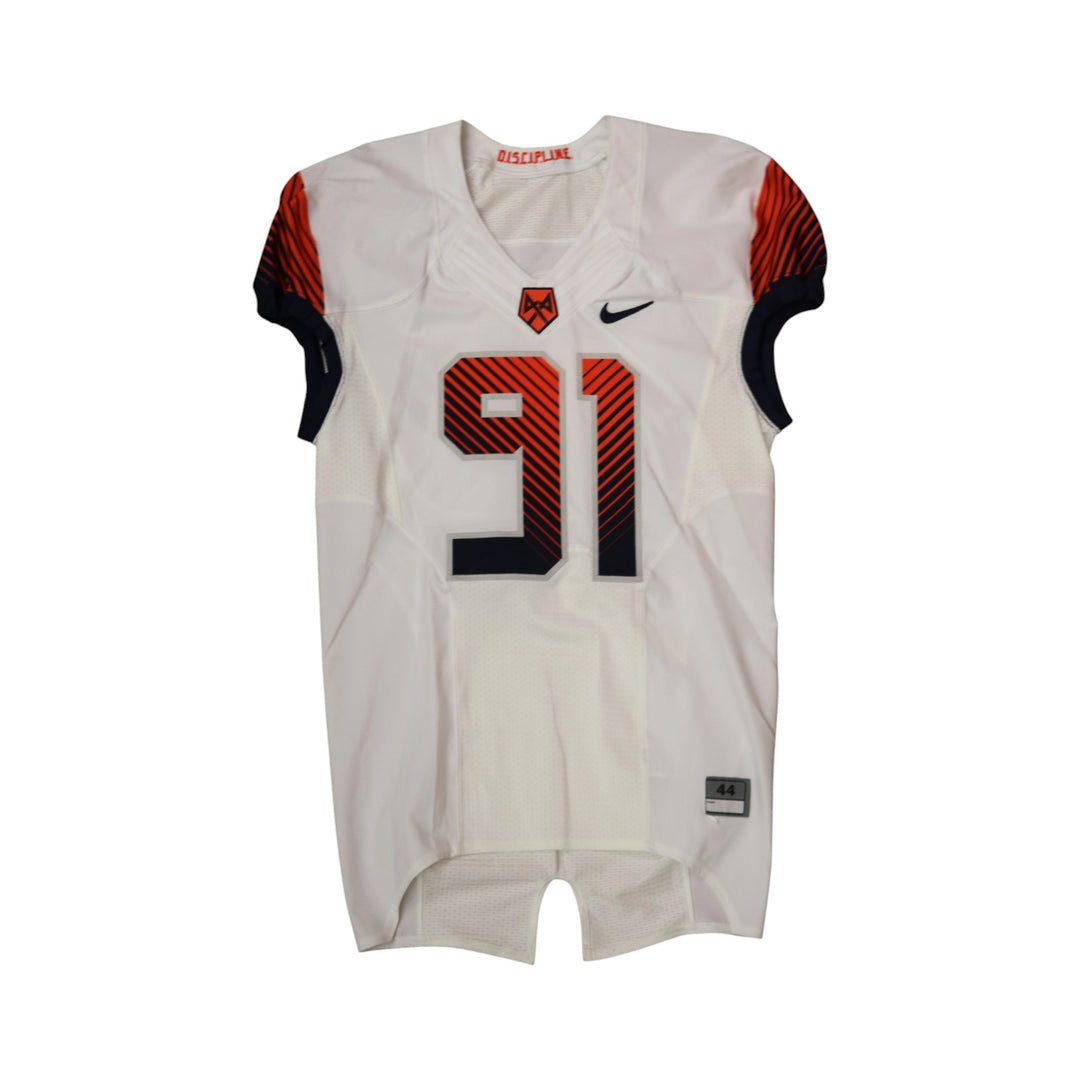 Syracuse University Game Issued #91 Away White Football Jersey Syracuse LOA