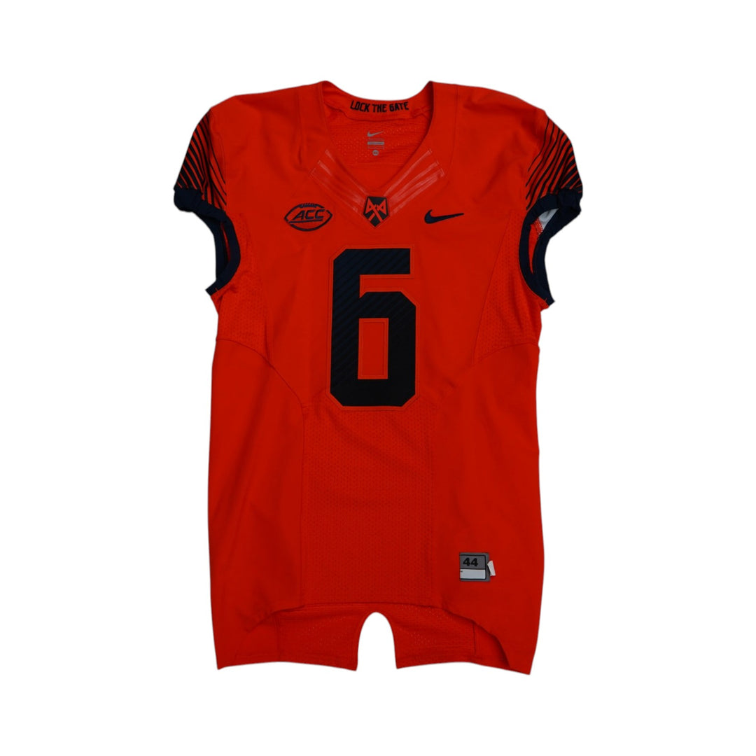 Syracuse University Game Issued #6 Home Orange Football Jersey Syracuse LOA