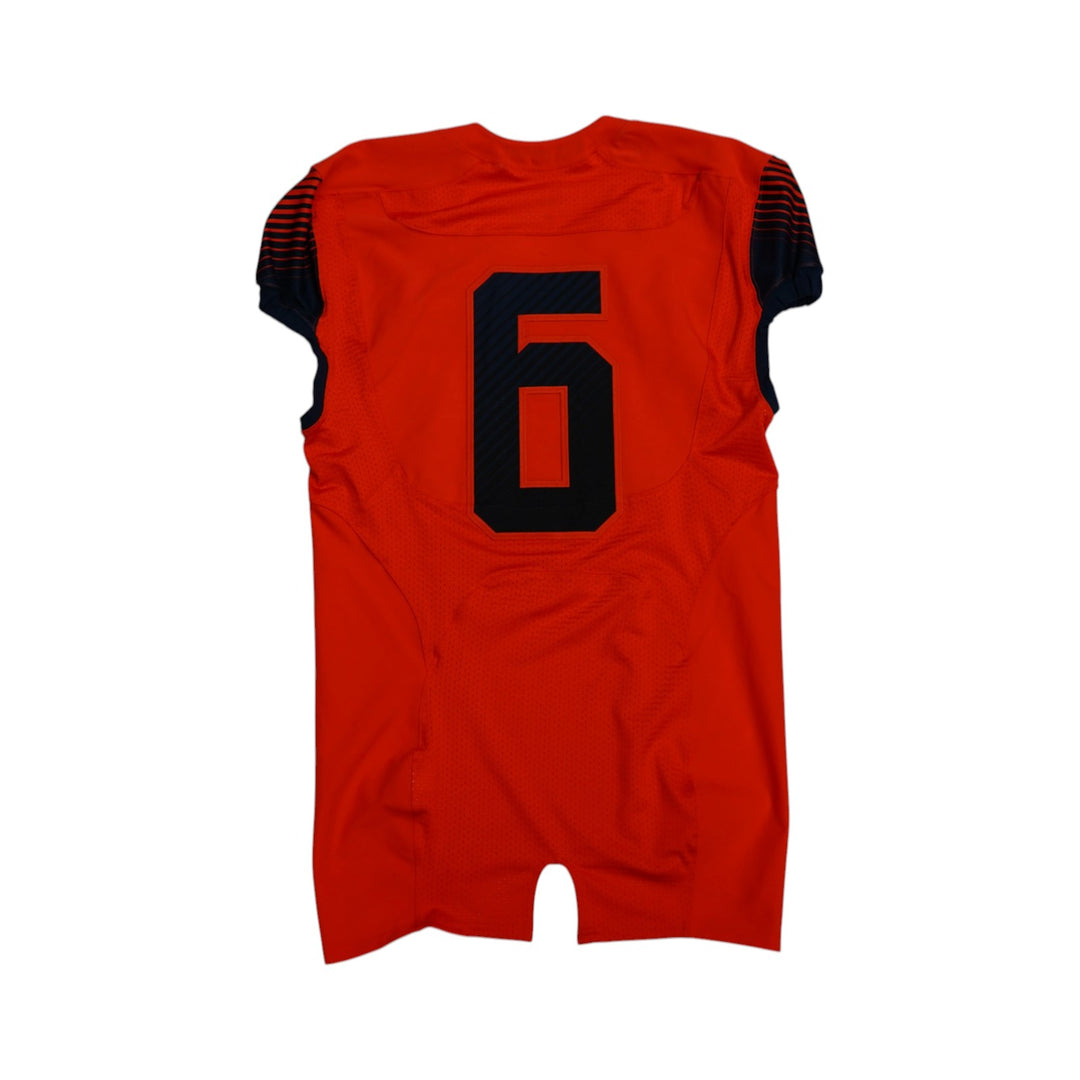 Syracuse University Game Issued #6 Home Orange Football Jersey Syracuse LOA