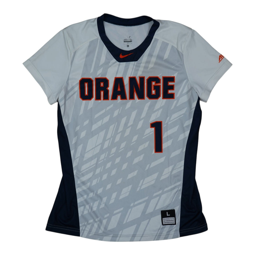 Syracuse Orange Game-Issued #1 White Softball Jersey LOA