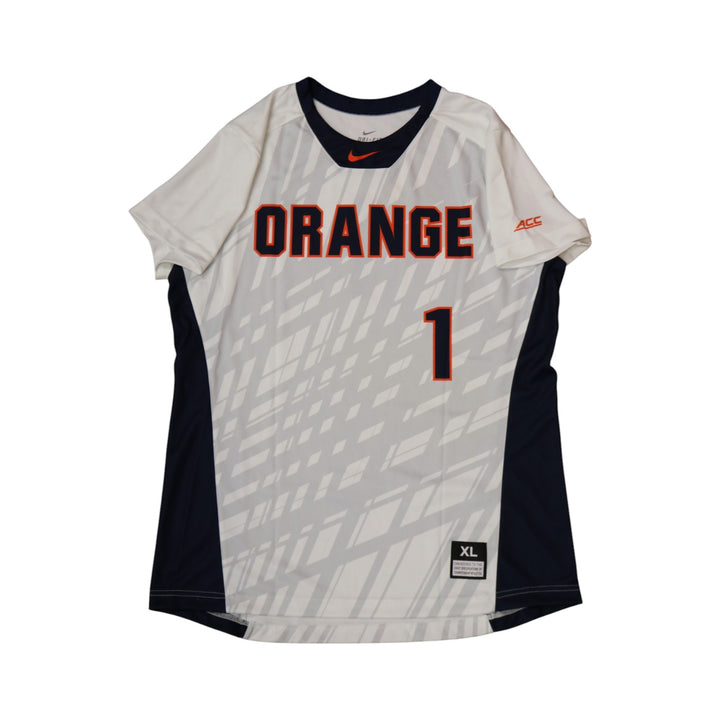 Syracuse Orange Game-Issued #1 White Softball Jersey LOA