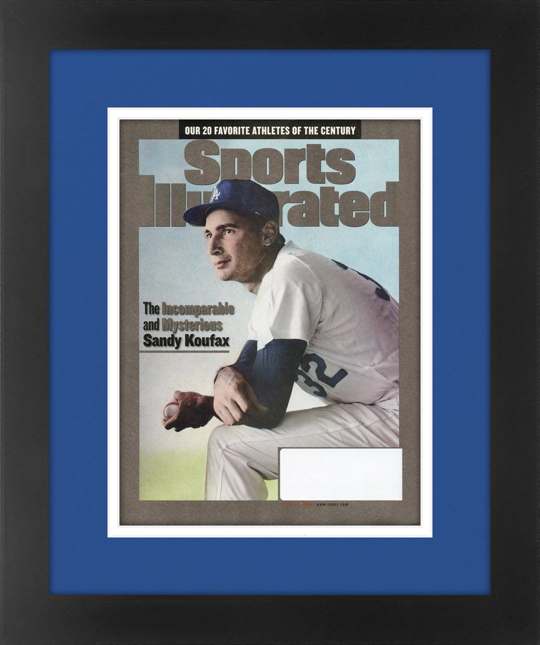 Sandy Koufax Los Angeles Dodgers and Hall of Famer Matted and Framed Sports Illustrated Magazine July 12,1999 Original Issue