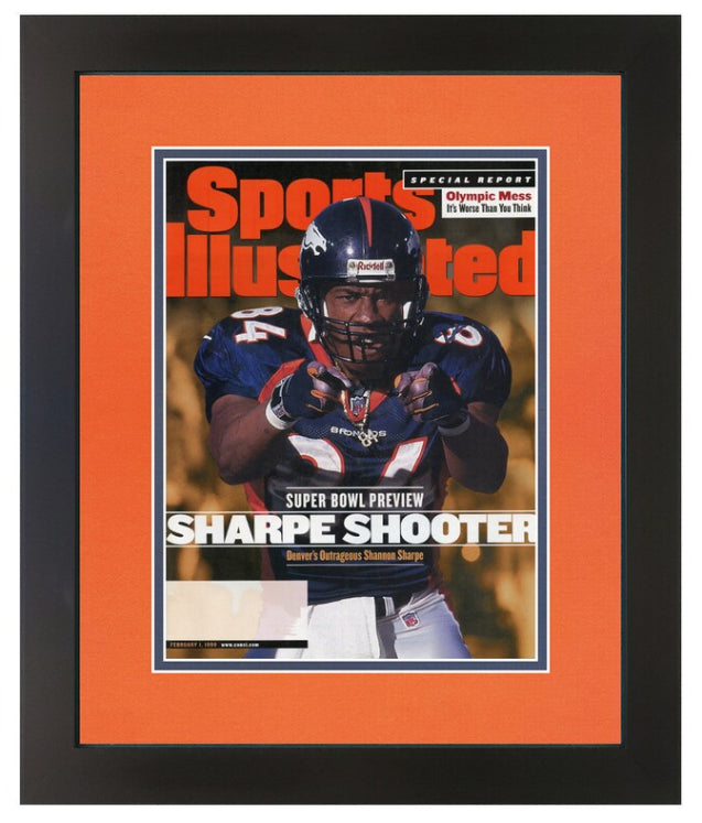 Shannon Sharpe Vintage Sports Illustrated Magazine February 1, 1999  Original Issue Professionally Matted in Team Colors and Framed 14.25 x 17