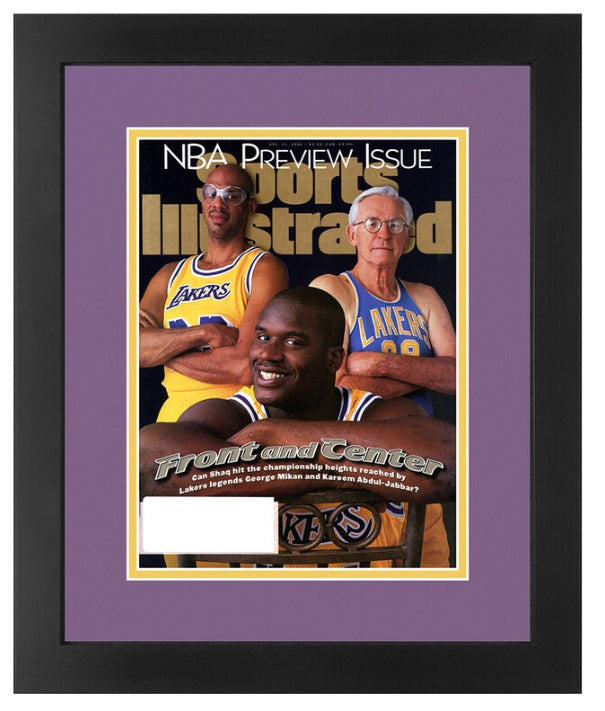 Shaq O'Neil, Kareem Abdul-Jabbar and George Mikan L.A. Lakers Matted and Framed Sports Illustrated Magazine November 11, 1996 Original Issue