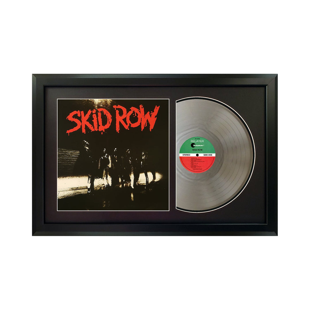 Skid Row Skid Row Genuine Silver Vinyl Record & Cover Professionally Framed Wall Display with a Black Mat