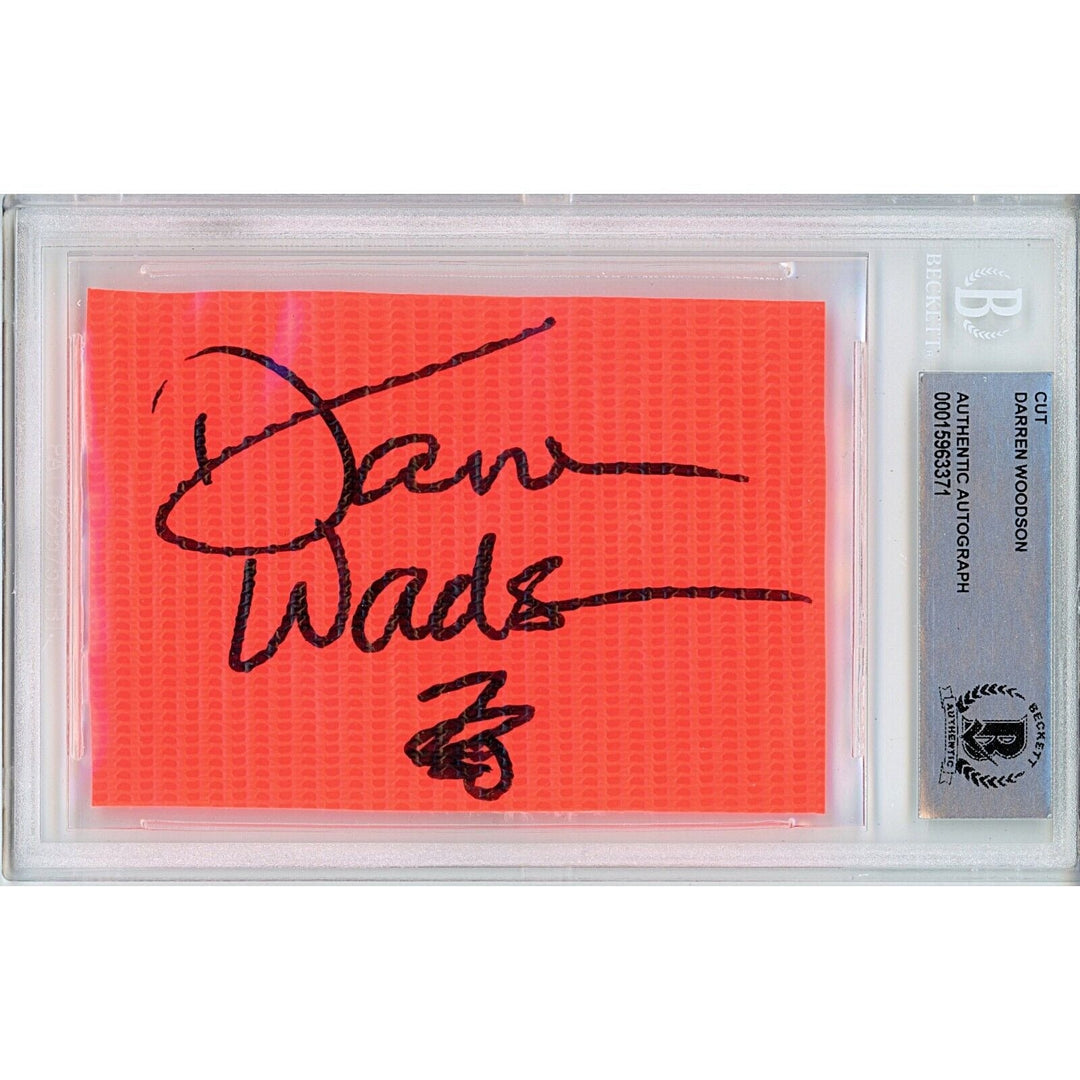 Darren Woodson Dallas Cowboys Signed Football Pylon Beckett Authentic Auto Slab