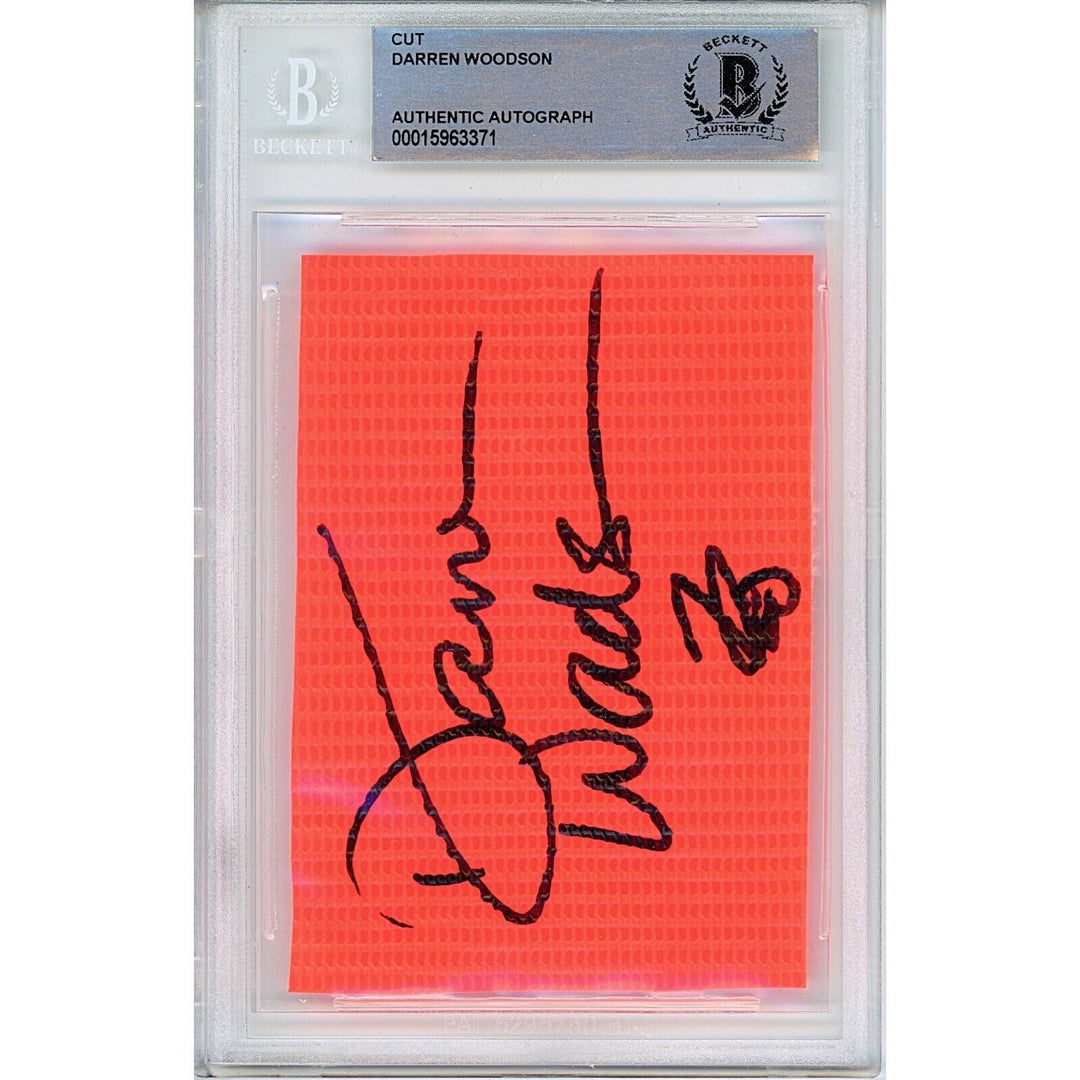 Darren Woodson Dallas Cowboys Signed Football Pylon Beckett Authentic Auto Slab
