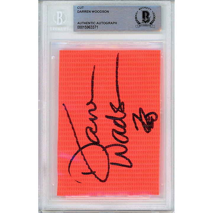 Darren Woodson Dallas Cowboys Signed Football Pylon Beckett Authentic Auto Slab
