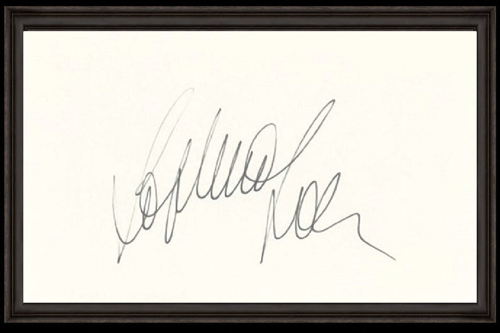 Sophia Loren Legendary Italian Actress Signed 3 x 5 Index Card (AutographCOA) with Black Frame-