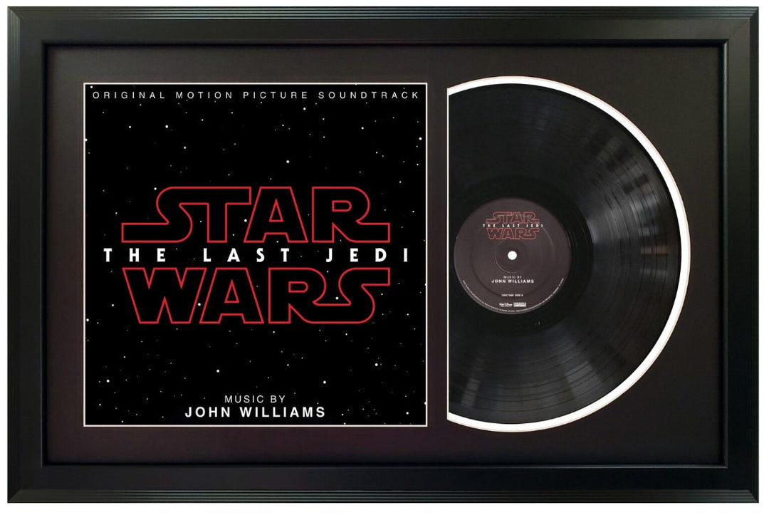 Star Wars: The Last Jedi Movie Soundtrack Genuine Vinyl Record & Cover Professionally Framed Wall Display with a Black Mat