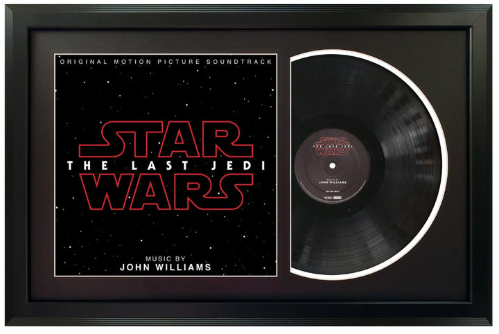 Star Wars: The Last Jedi Movie Soundtrack Genuine Vinyl Record & Cover Professionally Framed Wall Display with a Black Mat