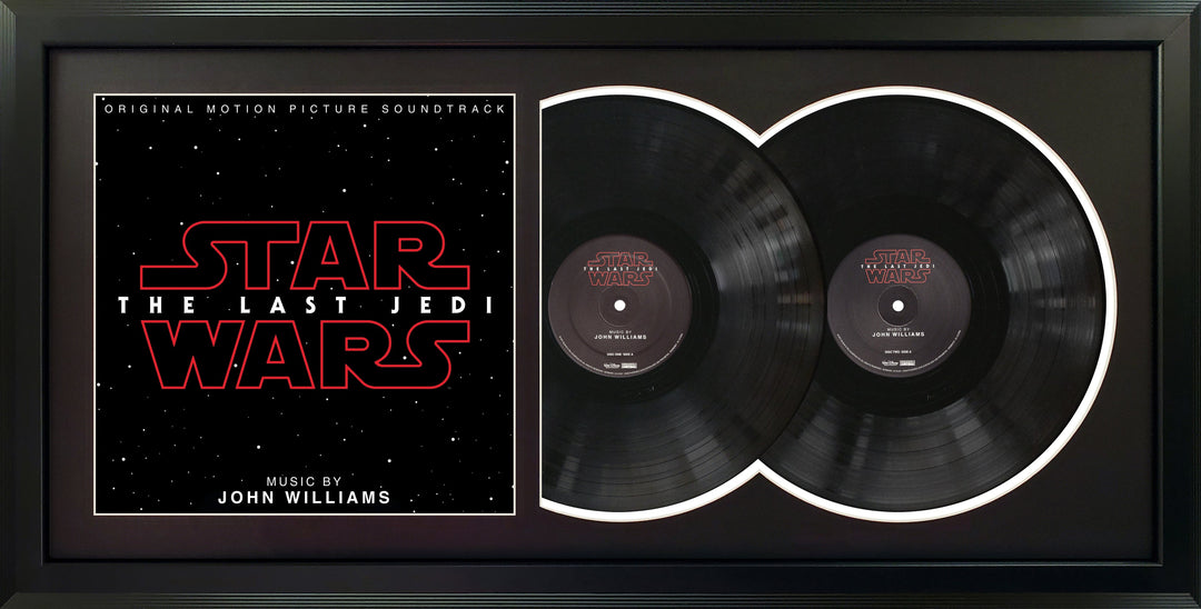 Star Wars: The Last Jedi Original Motion Picture Soundtrack Genuine Double Vinyl Record & Cover Professionally Framed 17.5 x 34.5 Wall Display with a White Mat