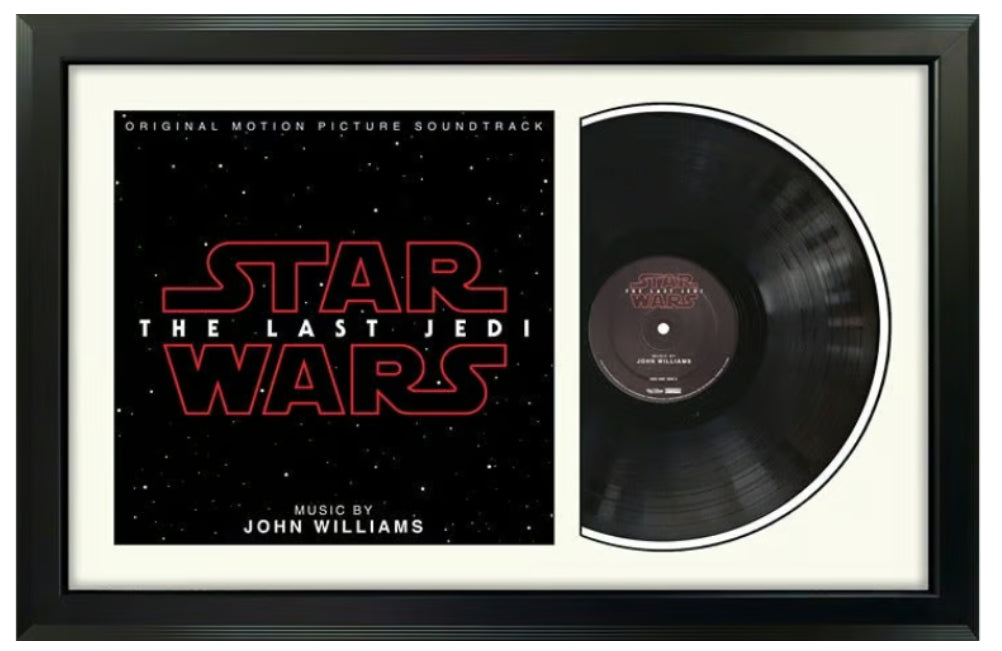 Star Wars: The Last Jedi Original Motion Picture Soundtrack Genuine Vinyl Record & Cover Professionally Framed 17.5 x 26.5 Wall Display with a White Mat