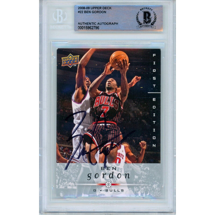 Ben Gordon Chicago Bulls Signed 2008 Upper Deck Basketball Card Beckett Auth Auto Slab