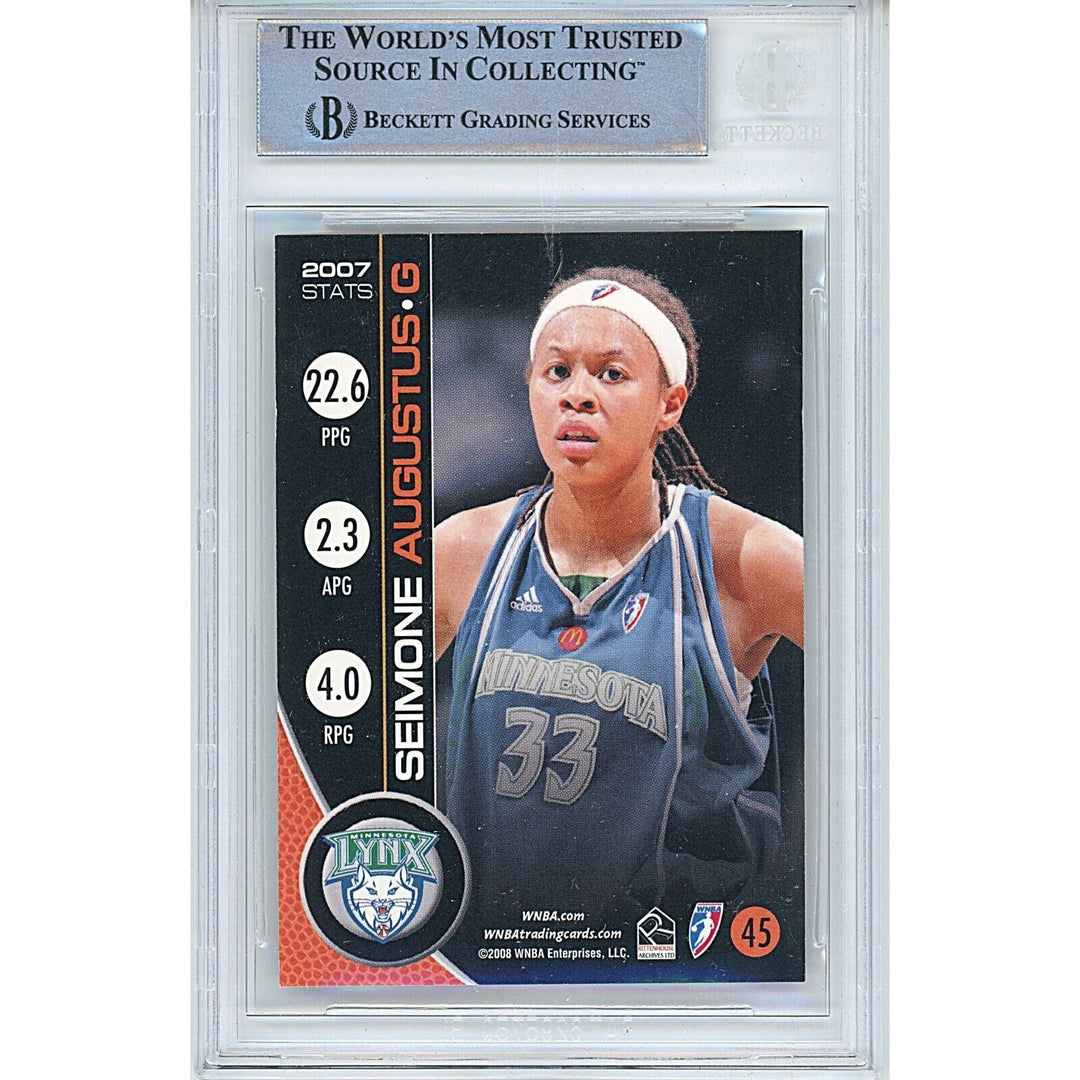 Basketballs- Autographed- Seimone Augustus Signed 2008 WNBA Trading Card Beckett Authentic Auto Slab Back