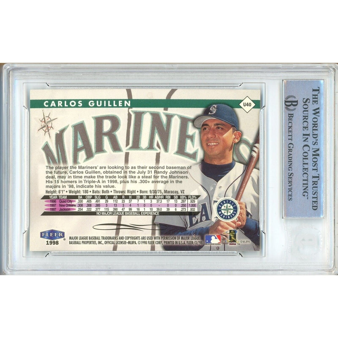 Carlos Guillen Seattle Mariners Signed 1998 Fleer Tradition Card Beckett Authentic Auto Slab