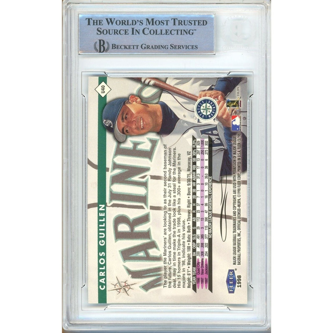 Carlos Guillen Seattle Mariners Signed 1998 Fleer Tradition Card Beckett Authentic Auto Slab