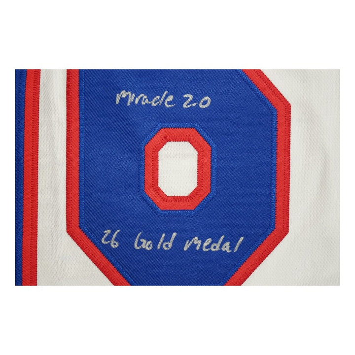 Vincent Trocheck 2026 USA Olympic Team Autographed Inscribed White USA Jersey JSA Holo Only