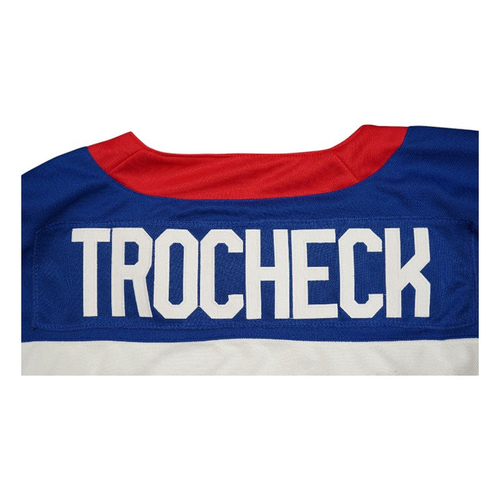 Vincent Trocheck 2026 USA Olympic Team Autographed Inscribed White USA Jersey JSA Holo Only