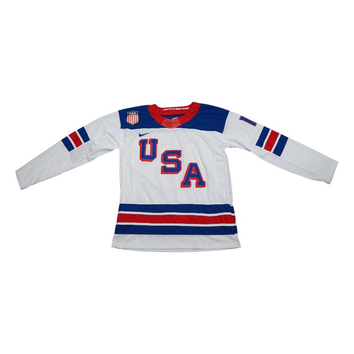Vincent Trocheck 2026 USA Olympic Team Autographed Inscribed White USA Jersey JSA Holo Only