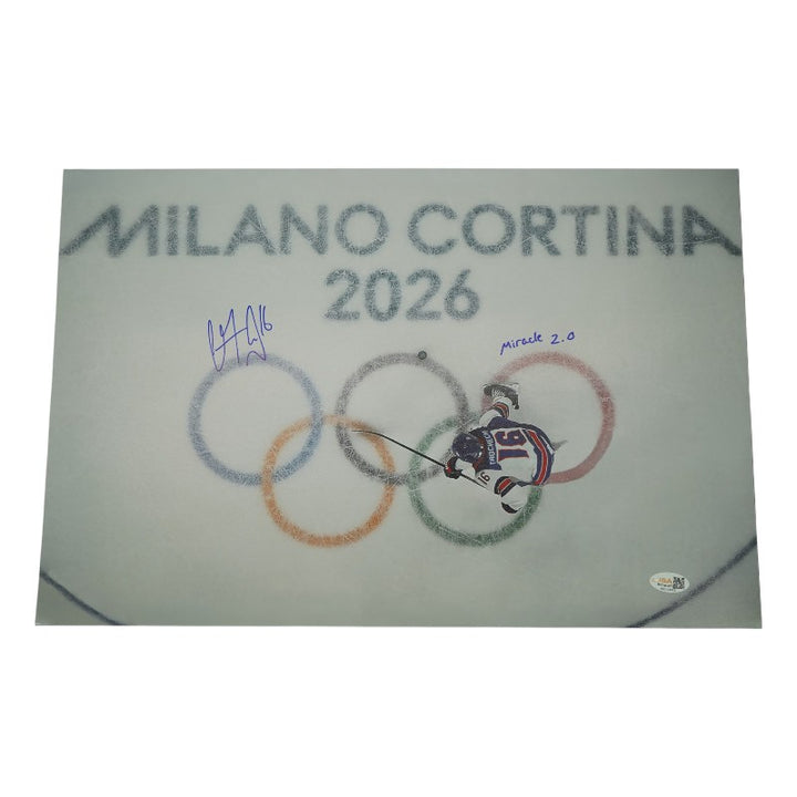 Vincent Trocheck 2026 USA Olympic Team Autographed Inscribed 12x18 Photograph JSA Holo Only