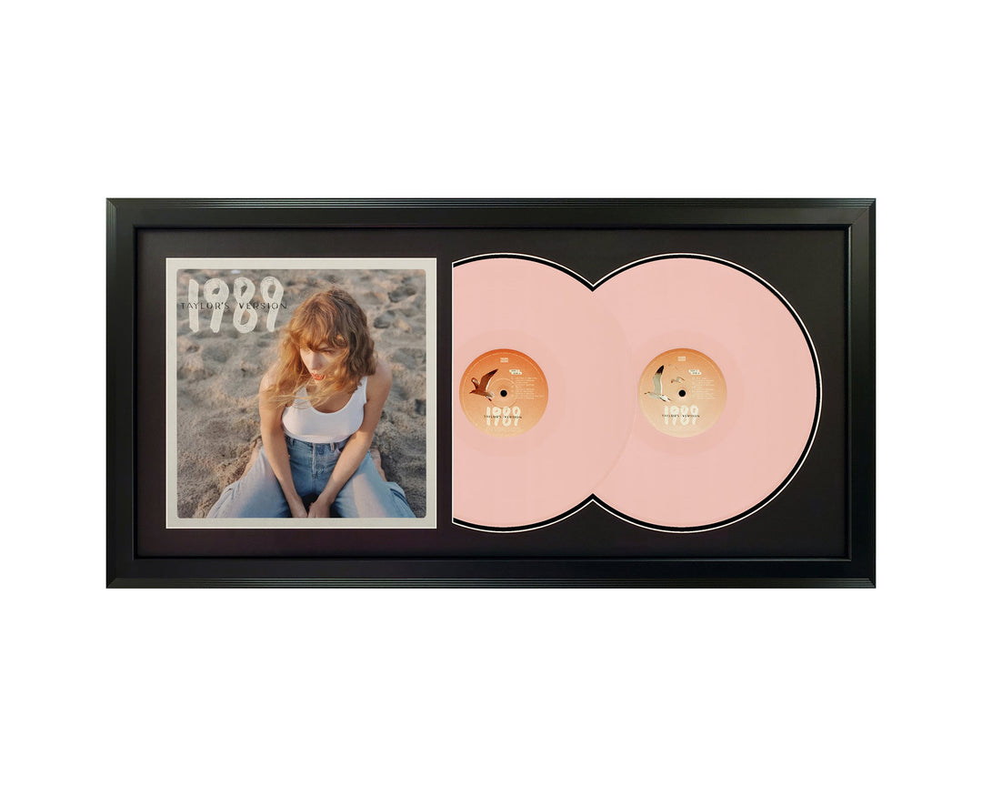 Taylor Swift 1989 (Taylor's Version) Genuine Rose Garden Pink Double Vinyl Records & Cover Professionally Framed  Wall Display with a Black Mat