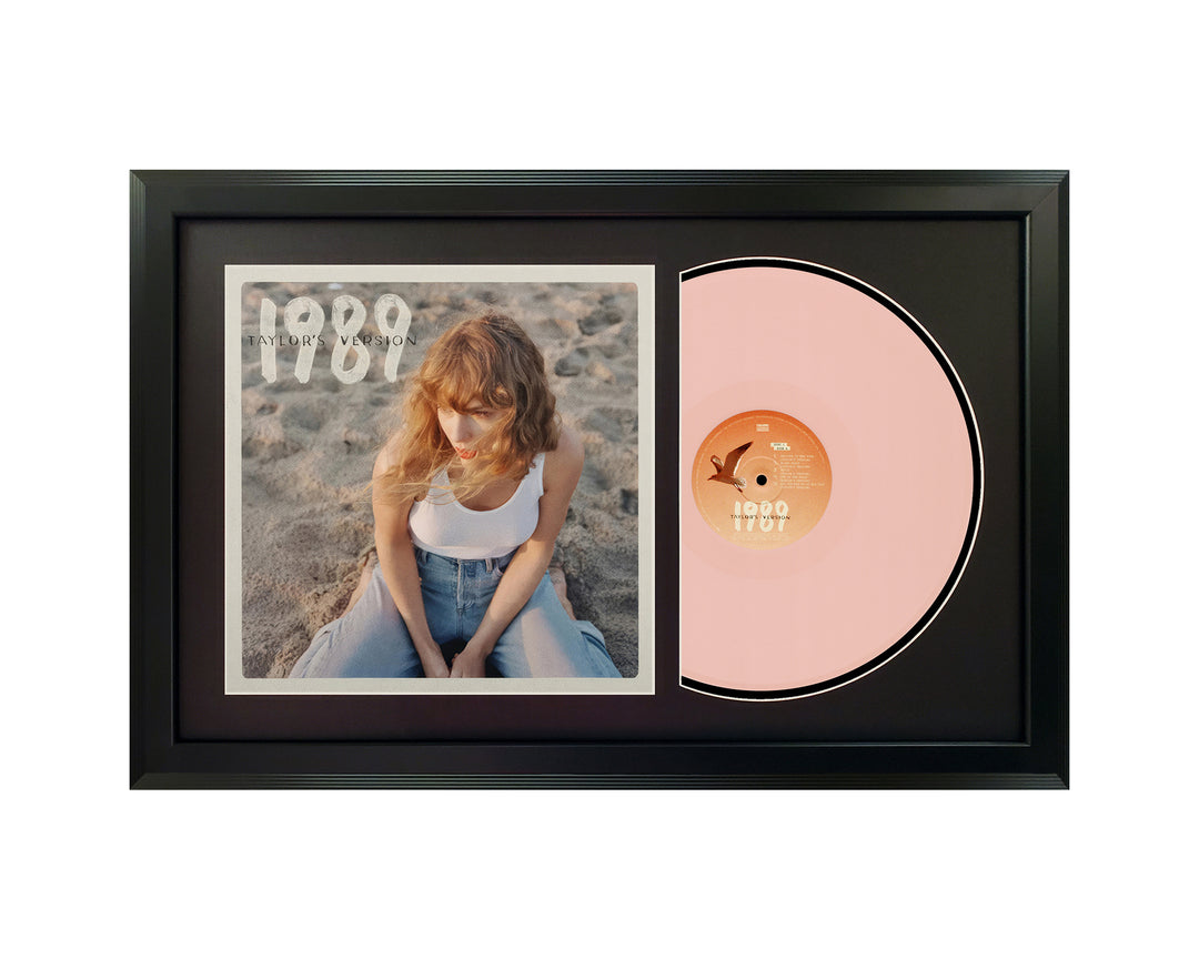 Taylor Swift "1989" (Taylor's Version ) Genuine Rose Garden Pink Vinyl Record & Cover Professionally Framed 17.5” x 26.5” Wall Display with a Black Mat