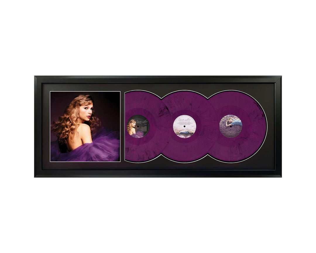 Taylor Swift Speak Now (Taylor's Version) Genuine Triple Vinyl Orchid Marble Records & Cover Professionally Framed 17.5 x 42.5 x .75 Wall Display with a with a Black Mat