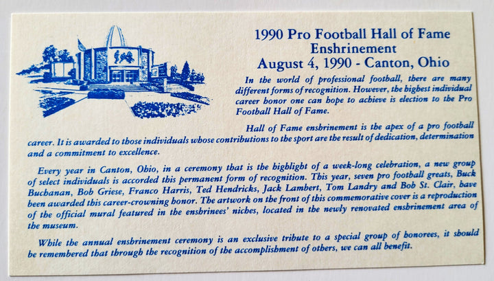Ted Hendricks Oakland Raiders Signed Pro Football Hall of Fame Enshrinement Canton, Ohio August 4, 1990 First Day Cover (PSA)