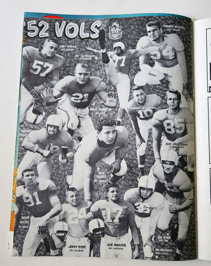 Tennessee Vols vs North Carolina Tar Heels November 1, 1952 Official Program With Rosters Insert