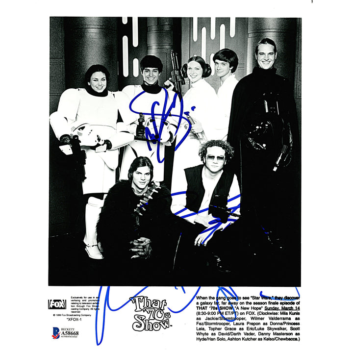 That 70s Show Cast Signed Stars Wars 8x10 Photo Mila Kunis, L. Prepon, W. Valderrama, D. Masterson BAS