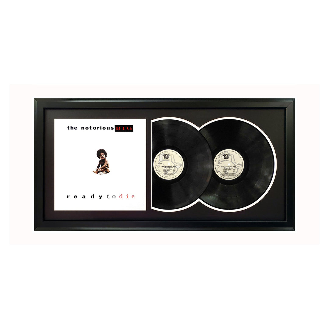 The Notorious B.I.G. Ready to Die Double Genuine Vinyl Records & Cover Professionally Framed 17.5 x 34.5 Wall Display with a Black Mat