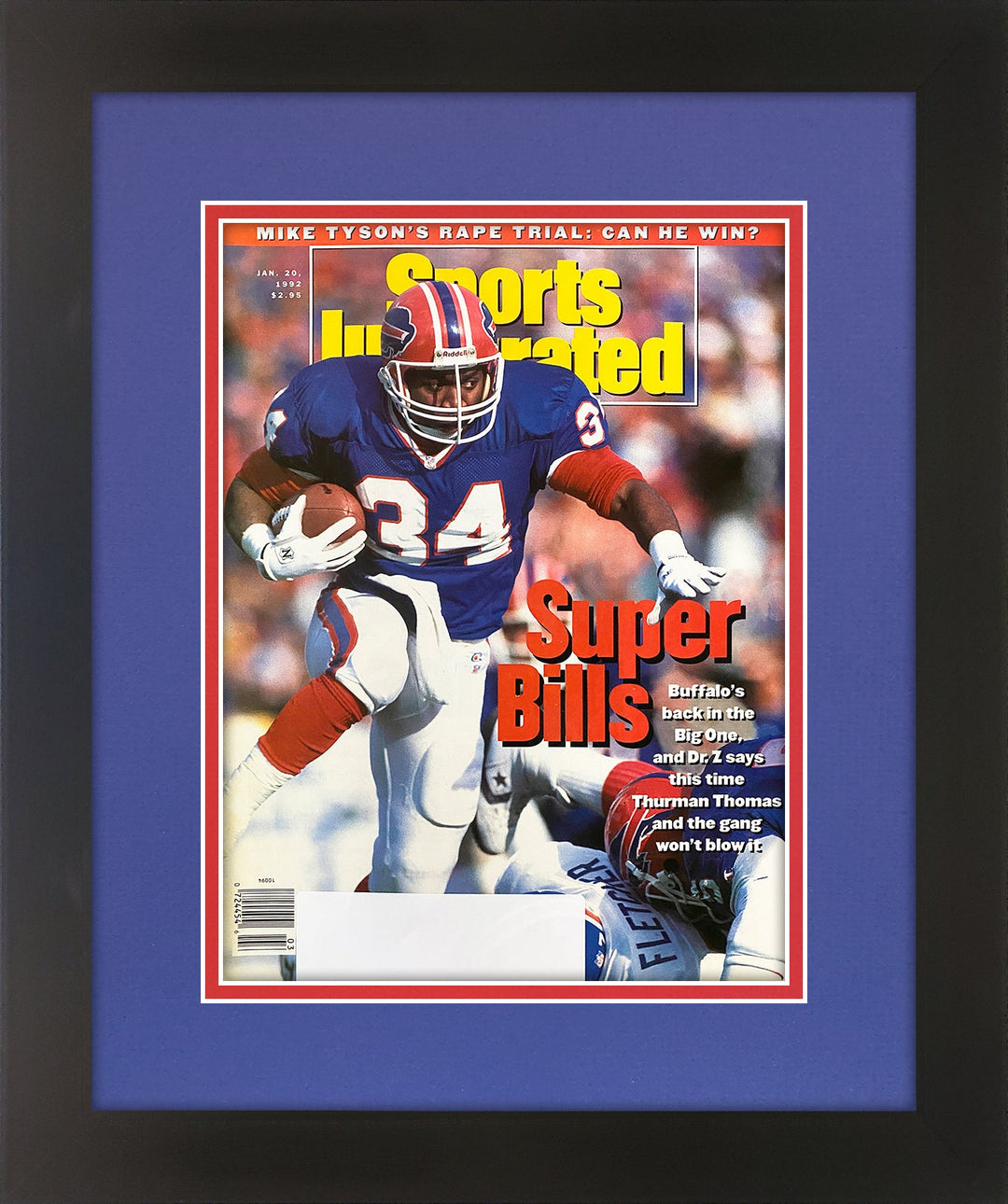 Thurman Thomas Buffalo Bills and Hall of Famer Vintage Sports Illustrated Magazine January 20, 1992 Original Issue Matted and Professionally Framed