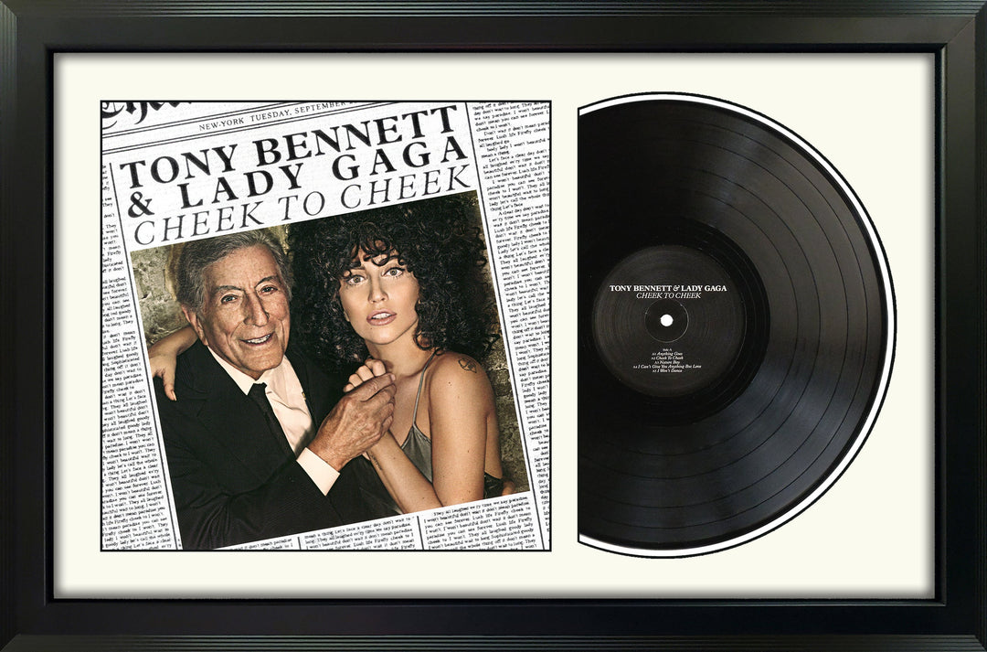 Tony Bennett and Lady Gaga Cheek To Cheek Professionally Framed Record Display with White Mat