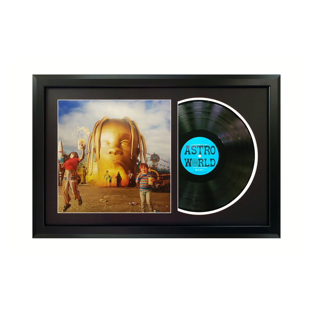 Travis Scott Astroworld Genuine Vinyl Record & Cover Professionally Framed 17.5  x 26.5  Wall Display with a Black Mat
