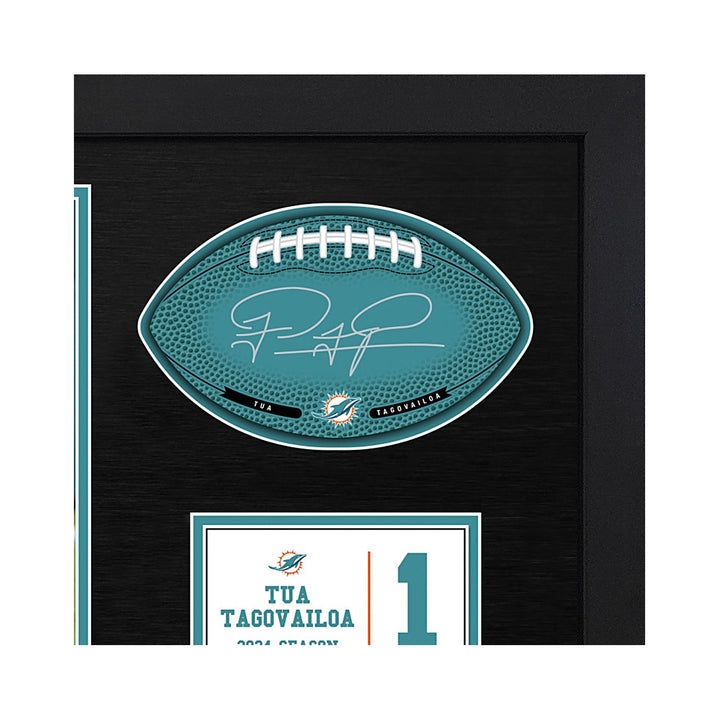 Tua Tagovailoa MIami Dolphins Signable With Players Facsimile Signature and Photo Display in a 15H x 22W x 0.75D High Quality Black Fram