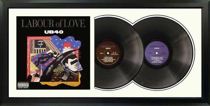 UB40 Labour of Love Genuine Double Vinyl Records & Cover Professionally Framed 17.5 x 34.5 Wall Display with a White Mat