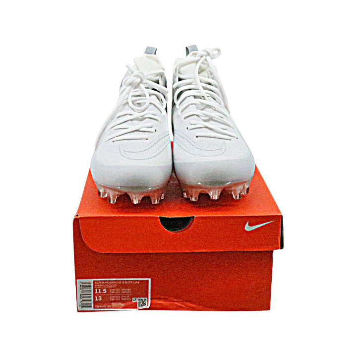 2023 USFL Issued White Nike Alpha Huarache 8 Elite Lax High Top Cleats   1