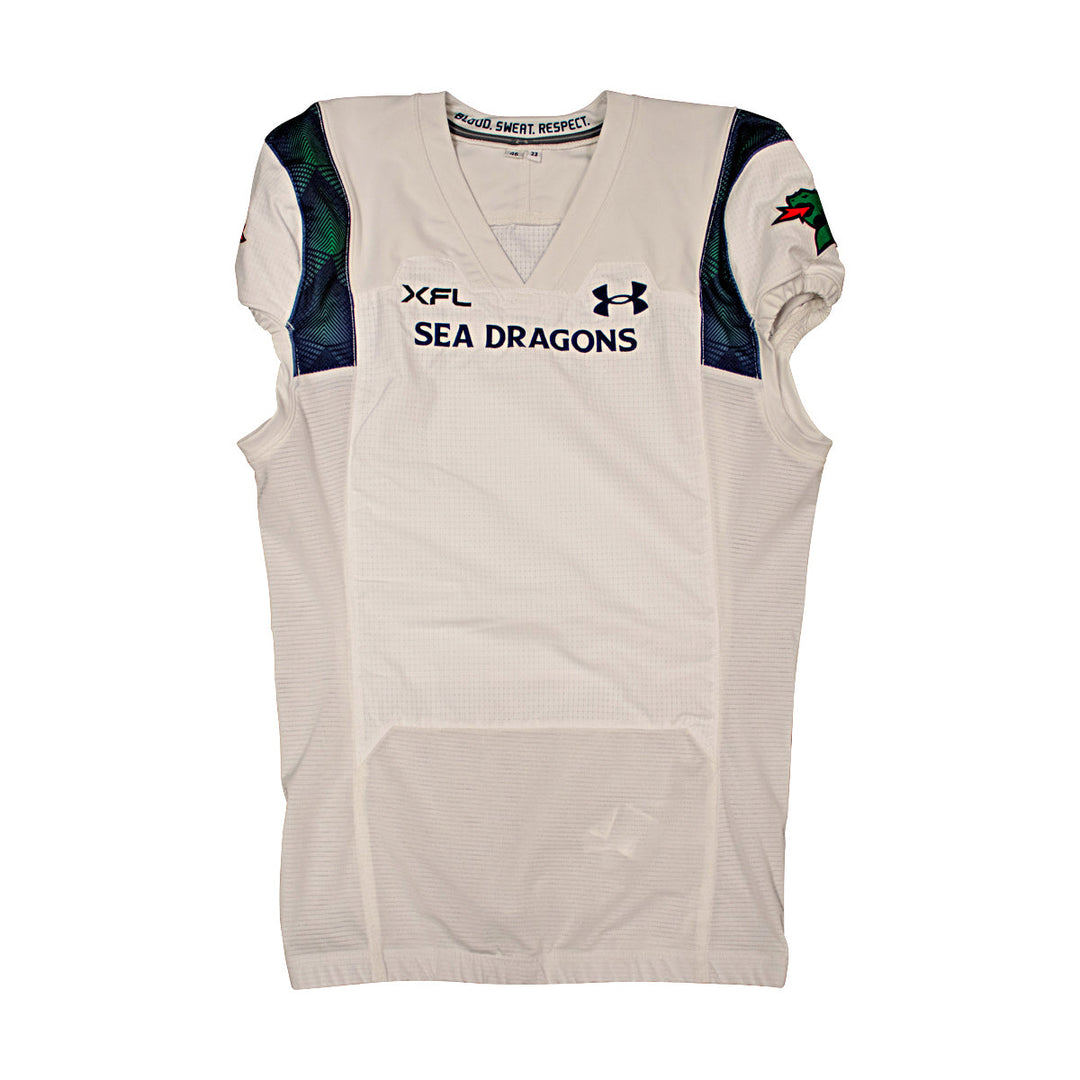 Seattle Sea Dragons 2023 XFL Season Issued Blank White Jersey - Size 46