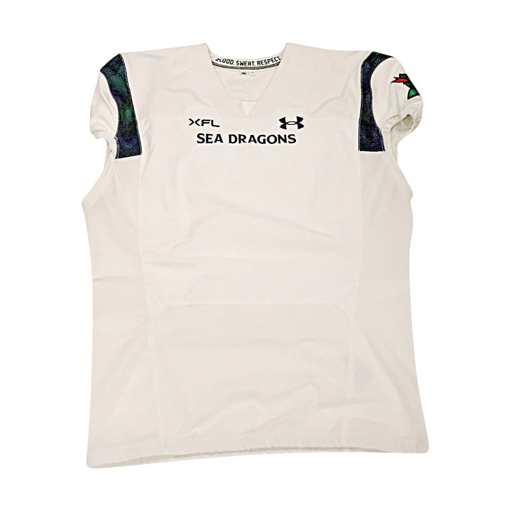 Seattle Sea Dragons 2023 XFL Season Issued Blank White Jersey - Size 56
