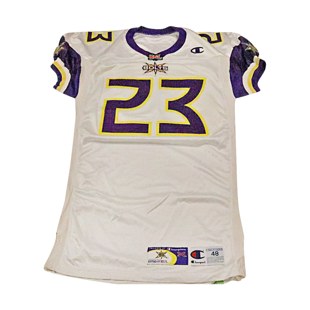 Sedrick Curry Birmingham Thunderbolts 2001 Game Used Away Jersey Size 48 +2