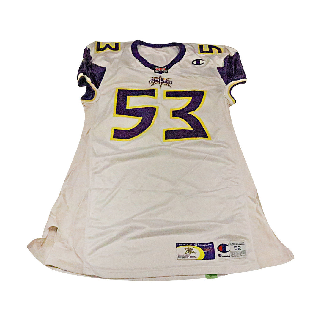 Keith Franklin Birmingham Thunderbolts 2001 Game Used Away Jersey Size 52 +2 Linemen Cut