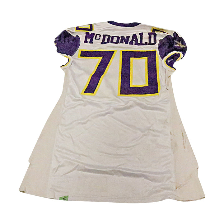 Jason McDonald Birmingham Thunderbolts 2001 Game Used Away Jersey Size 52 +2 Linemen Cut 