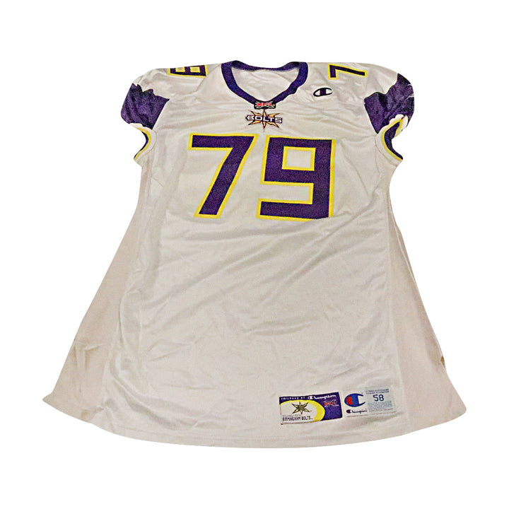 Ed King Birmingham Thunderbolts 2001 Game Used Away Jersey Size 58 +2 Linemen Cut