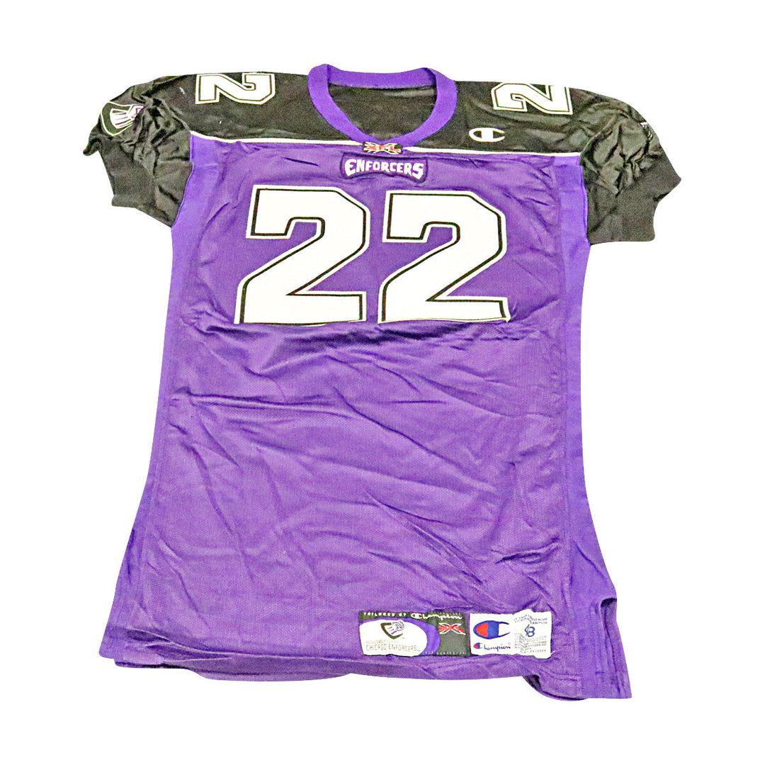 John Fisher Chicago Enforcers 2001 Game Used Home Jersey Size 48 +2