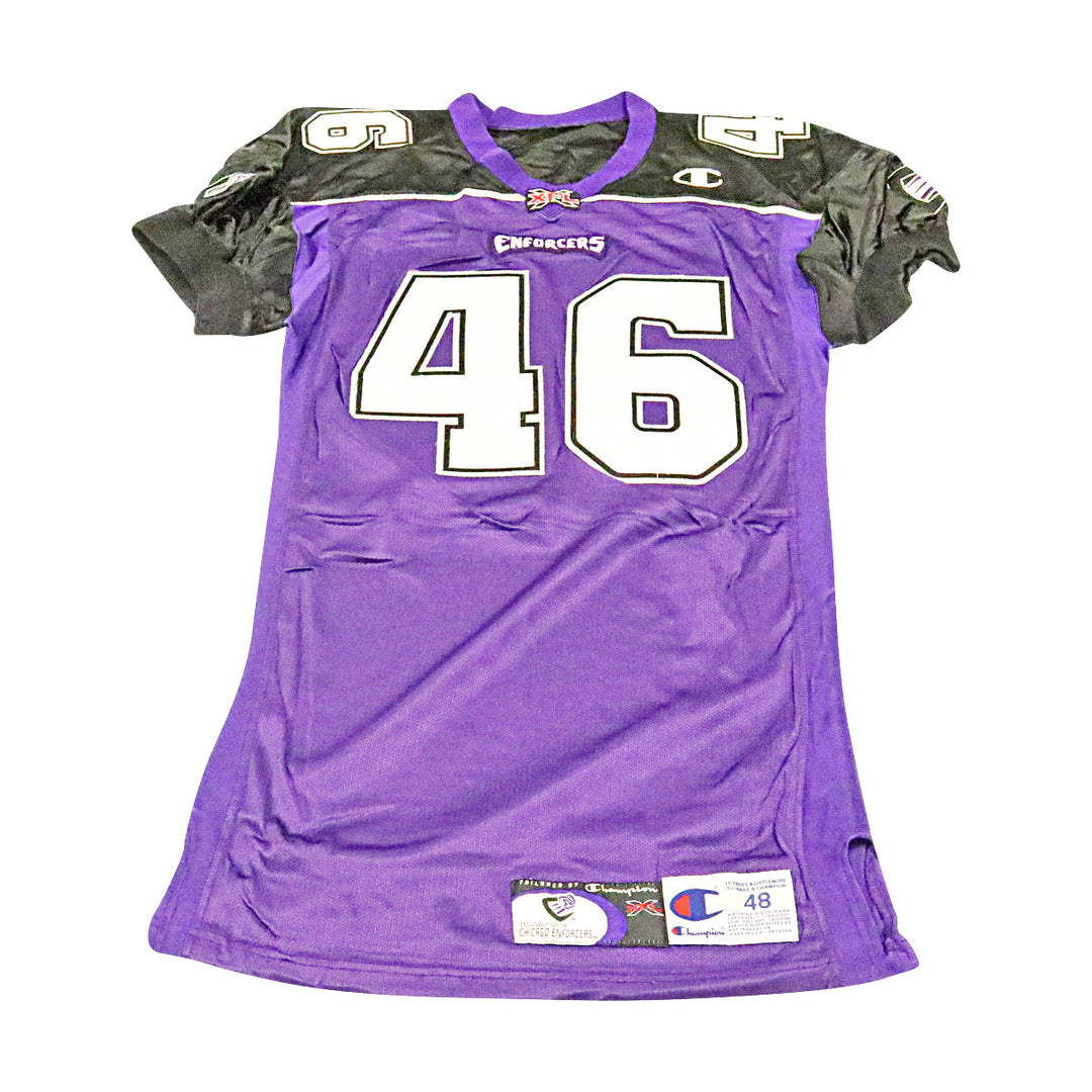 Chike Egbuniwe Chicago Enforcers 2001 Game Used Home Jersey Size 48 +2